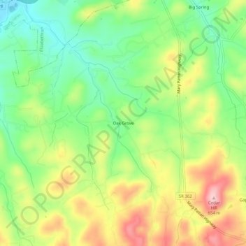 Oak Grove topographic map, elevation, terrain