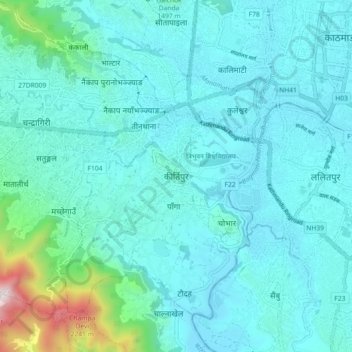 Kirtipur topographic map, elevation, terrain