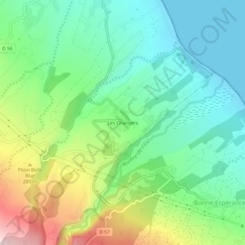 Les Orangers topographic map, elevation, terrain