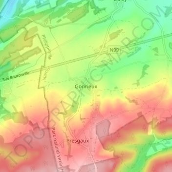 Gonrieux topographic map, elevation, terrain