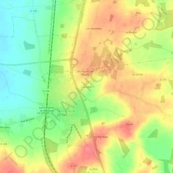 La Vigne topographic map, elevation, terrain