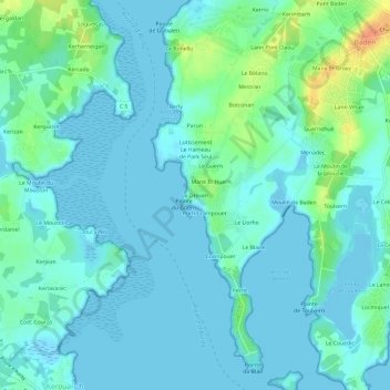 Le Dréven topographic map, elevation, terrain