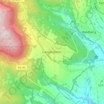 Langenleiten topographic map, elevation, terrain