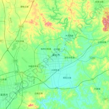 莱阳市 topographic map, elevation, terrain