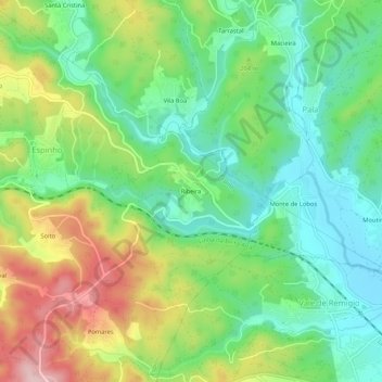 Ribeira topographic map, elevation, terrain