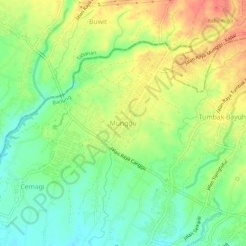 Munggu topographic map, elevation, terrain