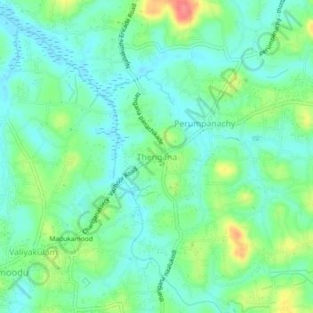 Thengana topographic map, elevation, terrain