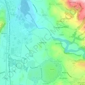 Saint-Marcel topographic map, elevation, terrain