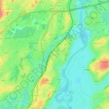Rauns topographic map, elevation, terrain
