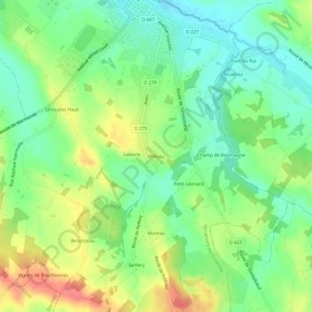 Milleau topographic map, elevation, terrain
