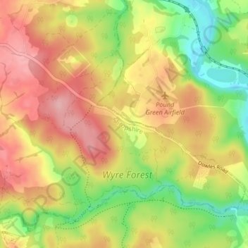 Button Oak topographic map, elevation, terrain