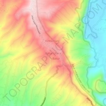 Batur Utara topographic map, elevation, terrain