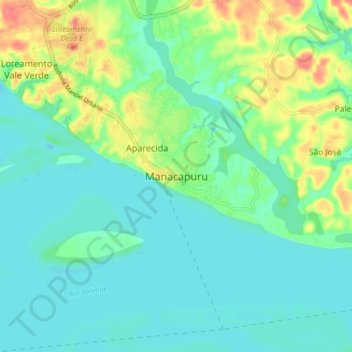 Manacapuru topographic map, elevation, terrain