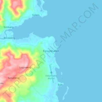 Finschhafen topographic map, elevation, terrain