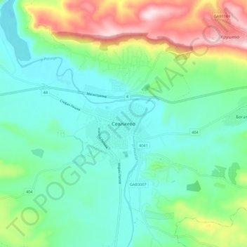 Sewliewo topographic map, elevation, terrain