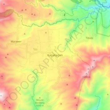 Kapatagan topographic map, elevation, terrain