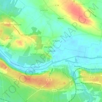 Lancement topographic map, elevation, terrain