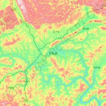 罗甸县 topographic map, elevation, terrain