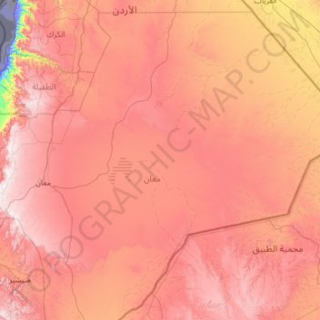 Muhafazat Maan topographic map, elevation, terrain