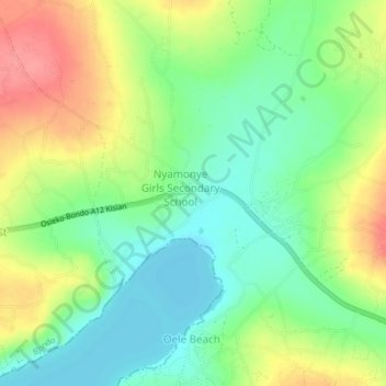 Nyamonye topographic map, elevation, terrain