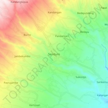 Senduro topographic map, elevation, terrain