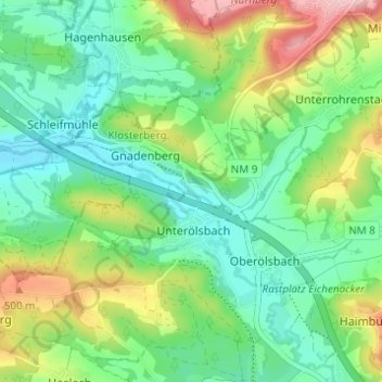 Klostermühle topographic map, elevation, terrain
