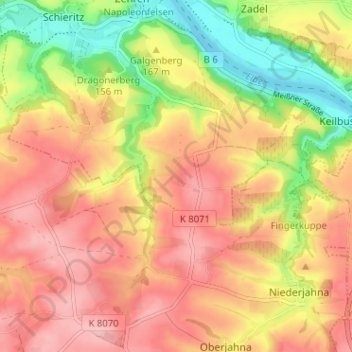 Seebschütz topographic map, elevation, terrain