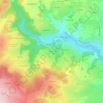 Le Moux topographic map, elevation, terrain
