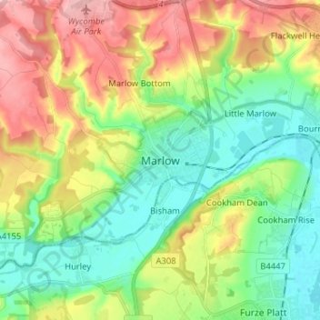 Marlow topographic map, elevation, terrain