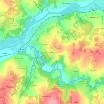Les Meillos topographic map, elevation, terrain