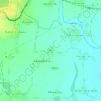 Velur topographic map, elevation, terrain