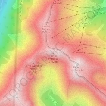 Punta Princesa topographic map, elevation, terrain