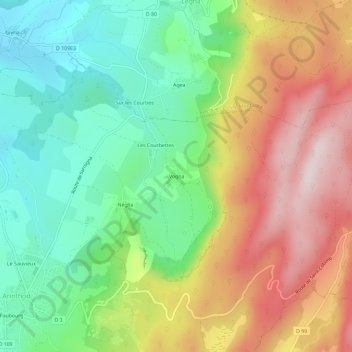 Vogna topographic map, elevation, terrain