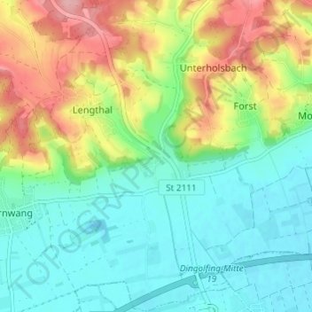 Unterhollerau topographic map, elevation, terrain
