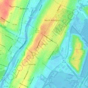 Arlington topographic map, elevation, terrain