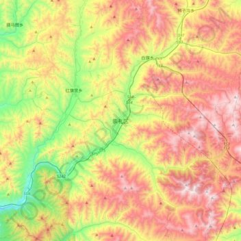 崇礼区 topographic map, elevation, terrain