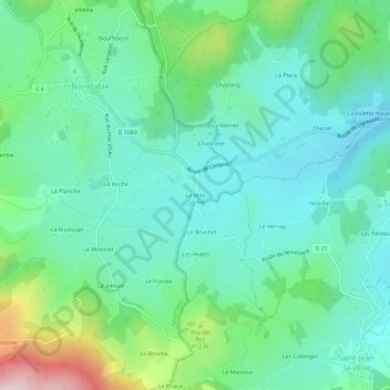 Le Mas topographic map, elevation, terrain