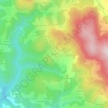 Le Cheix topographic map, elevation, terrain
