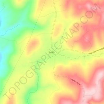 Strickler topographic map, elevation, terrain