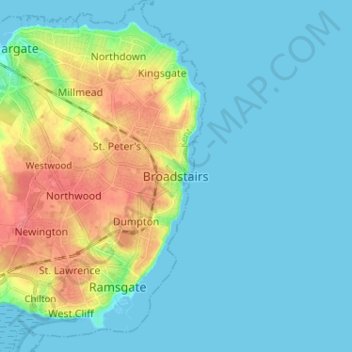 Broadstairs topographic map, elevation, terrain
