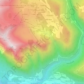 Le Grand Planey topographic map, elevation, terrain