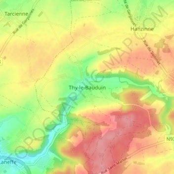 Thy-le-Bauduin topographic map, elevation, terrain
