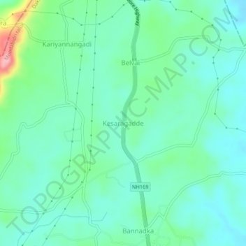 Kesaragadde topographic map, elevation, terrain