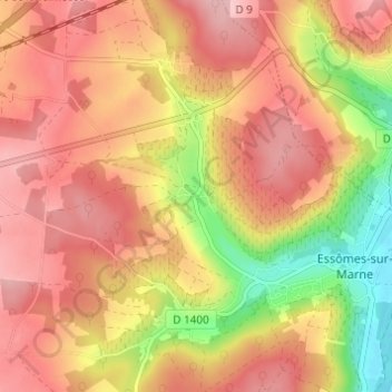 Monneaux topographic map, elevation, terrain