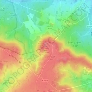 Pipers Wait topographic map, elevation, terrain