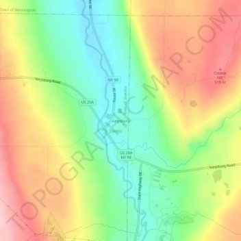 Varysburg topographic map, elevation, terrain