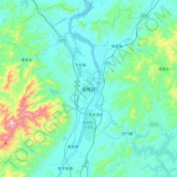 南城县 topographic map, elevation, terrain