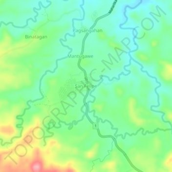 San Felipe topographic map, elevation, terrain