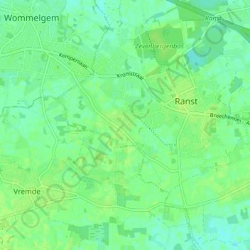 Millegem topographic map, elevation, terrain