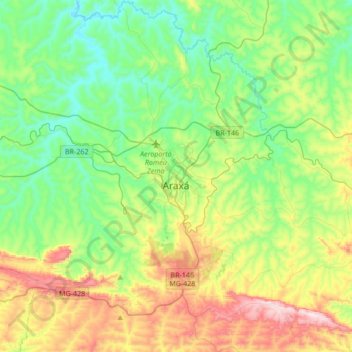 Araxá topographic map, elevation, terrain